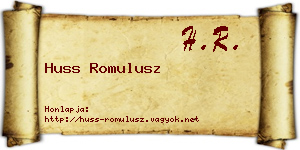 Huss Romulusz névjegykártya